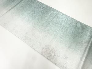 無形文化財本場牛首紬引箔花鳥唐草模様全通袋帯